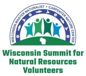 a logo with the words Wisconsin Master Naturalist, Carpenter Nature Center, and Wisconsin Summit for Natural Resources Volunteers.